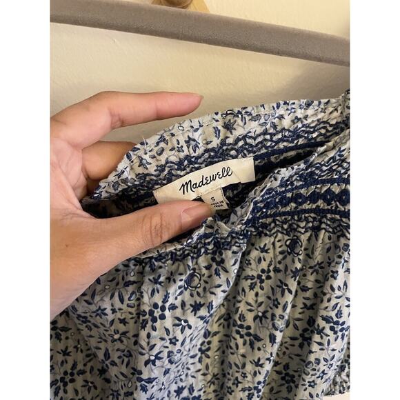 Madewell Top Women's Small Blue Jeanette Florentine Floral Crop Embroidered - Picture 5 of 7